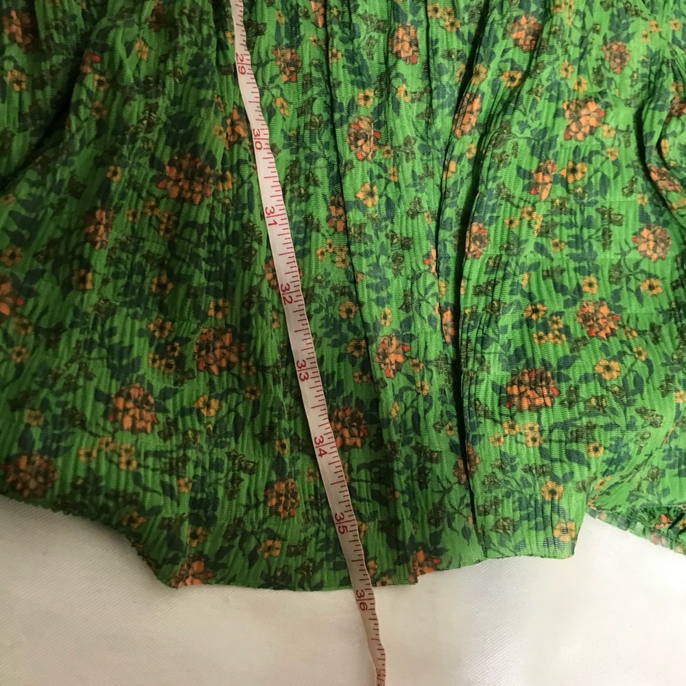 NEW Zara Printed midi dress S womens green floral flare - Picture 10 of 11
